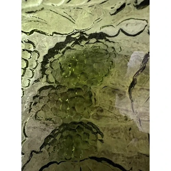 Vintage Green Indiana Glass Loganberry & Leaf Pattern Candy Trinket Dish Bowl - Picture 4 of 4